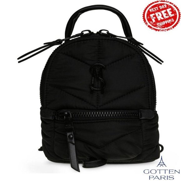 Steve Madden Bjaydon Nylon Quilted Mini Backpack Black Women\'s Bag